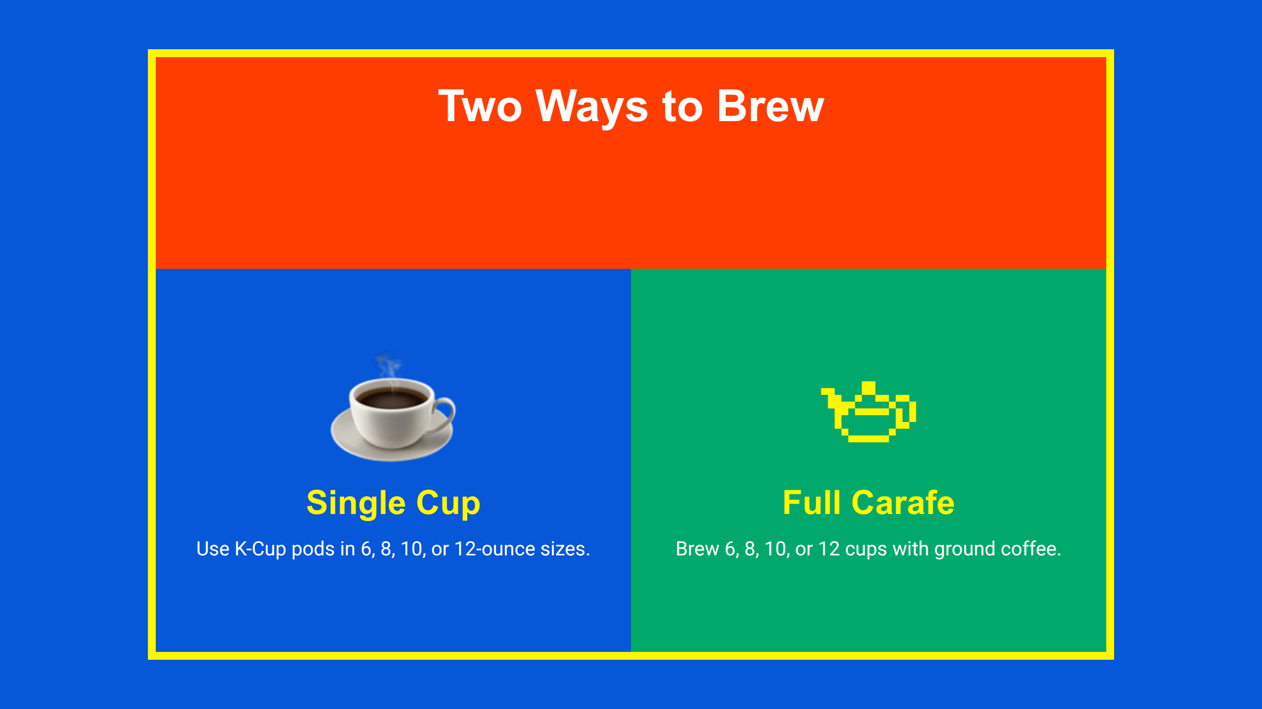 Keurig K-Duo dual brewing – Make a single K-Cup serving or brew a full carafe with ground coffee